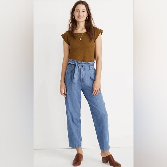 Madewell Denim/ Chambray High-Waist Paperbag Style Pants, Size 2 - Picture 1 of 8